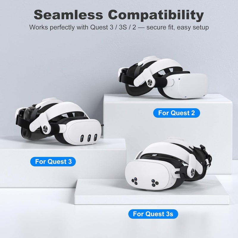 Kawaye حزام رأس بطارية قابل للتبديل الساخن لـ Meta Quest 3S/3/2، حزام النخبة بسعة 15000mAh (7500mAh × 2) حزمة بطارية قابلة للتبديل الساخن تمدد وقت اللعب 6-8 ساعات، حزام سماعة VR مع دعم وراحة محسنة - Image 2